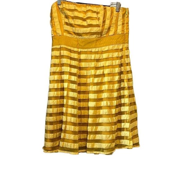 Yellow Striped Strapless Dress Cocktail Party Wedding Guest Occasion - Picture 1 of 5
